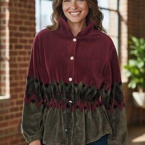 Cabela's Two-Tone Burgundy and Olive Teddy Jacket